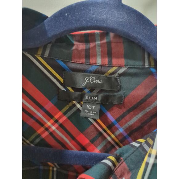 J Crew Red Plaid Tartan Button Down Shirt - Picture 3 of 4